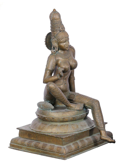 29'' Devi Uma (Bhoga Shakti) | Panchaloha Bronze Statue From Swamimalai | Parvati Bronze Statue