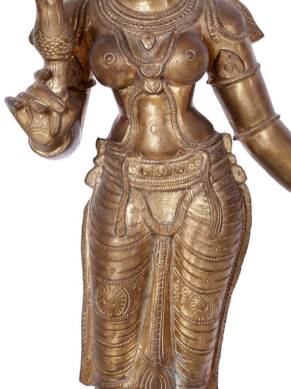 24'' Goddess Parvati  As Devi Uma | Panchaloha Bronze Statue From Swamimalai