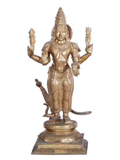 23'' Lord Subramanya (Kartikeya) Idol With Devasena And Valli | Panchaloha Bronze Statue From Swamimalai