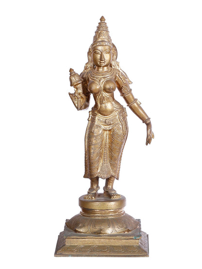 23'' Lord Subramanya (Kartikeya) Idol With Devasena And Valli | Panchaloha Bronze Statue From Swamimalai