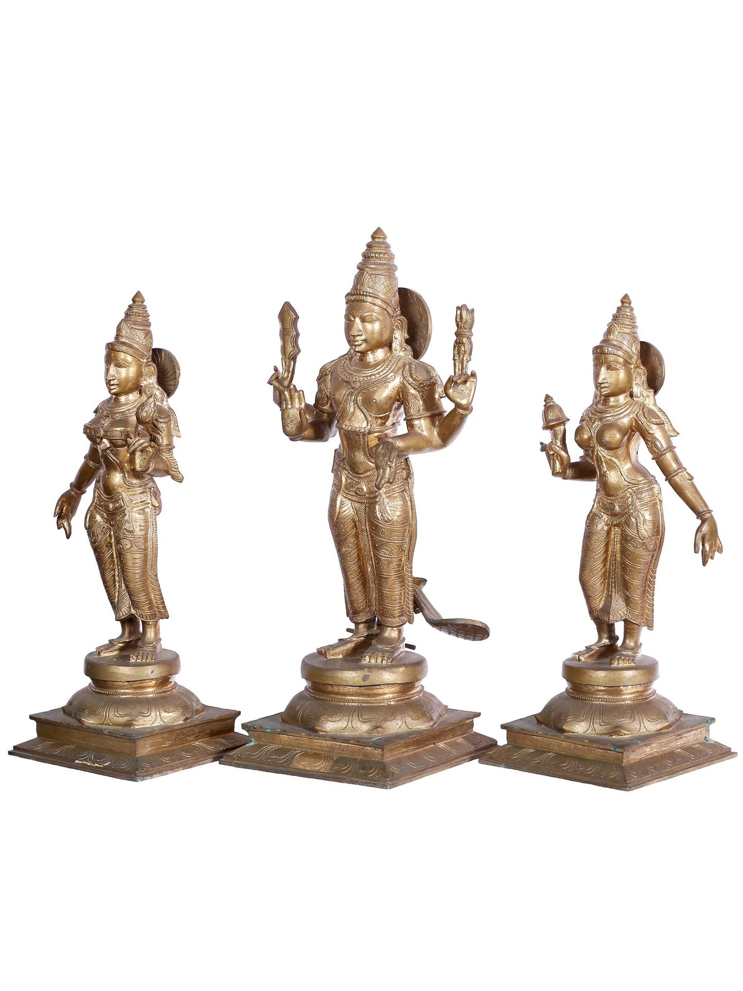 23'' Lord Subramanya (Kartikeya) Idol With Devasena And Valli | Panchaloha Bronze Statue From Swamimalai