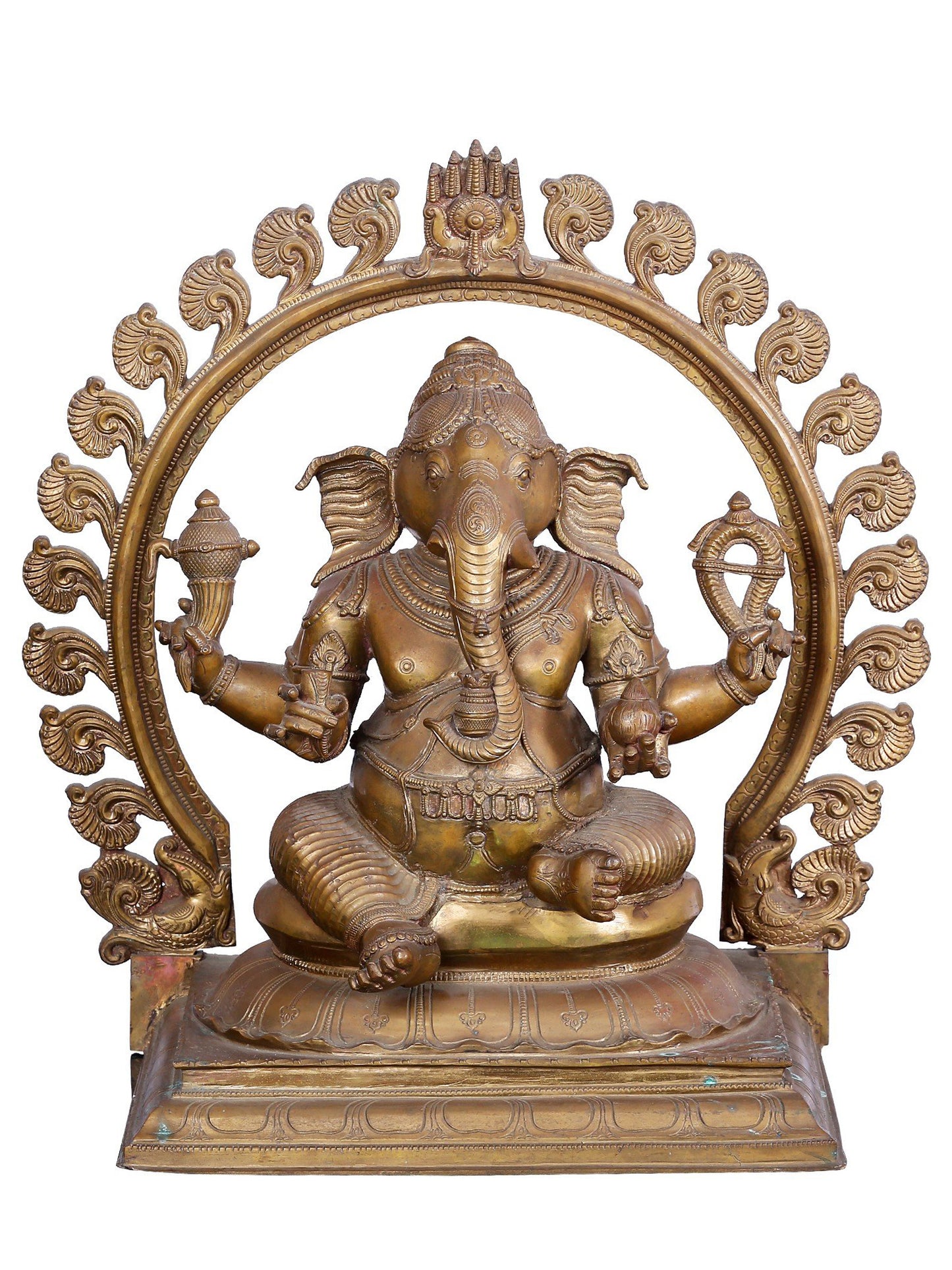 22'' Lord Ganesha Seated On Throne | Panchaloha Bronze Statue From Swamimalai | Statue For Temple