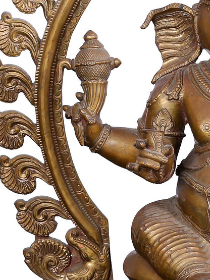 22'' Lord Ganesha Seated On Throne | Panchaloha Bronze Statue From Swamimalai | Statue For Temple