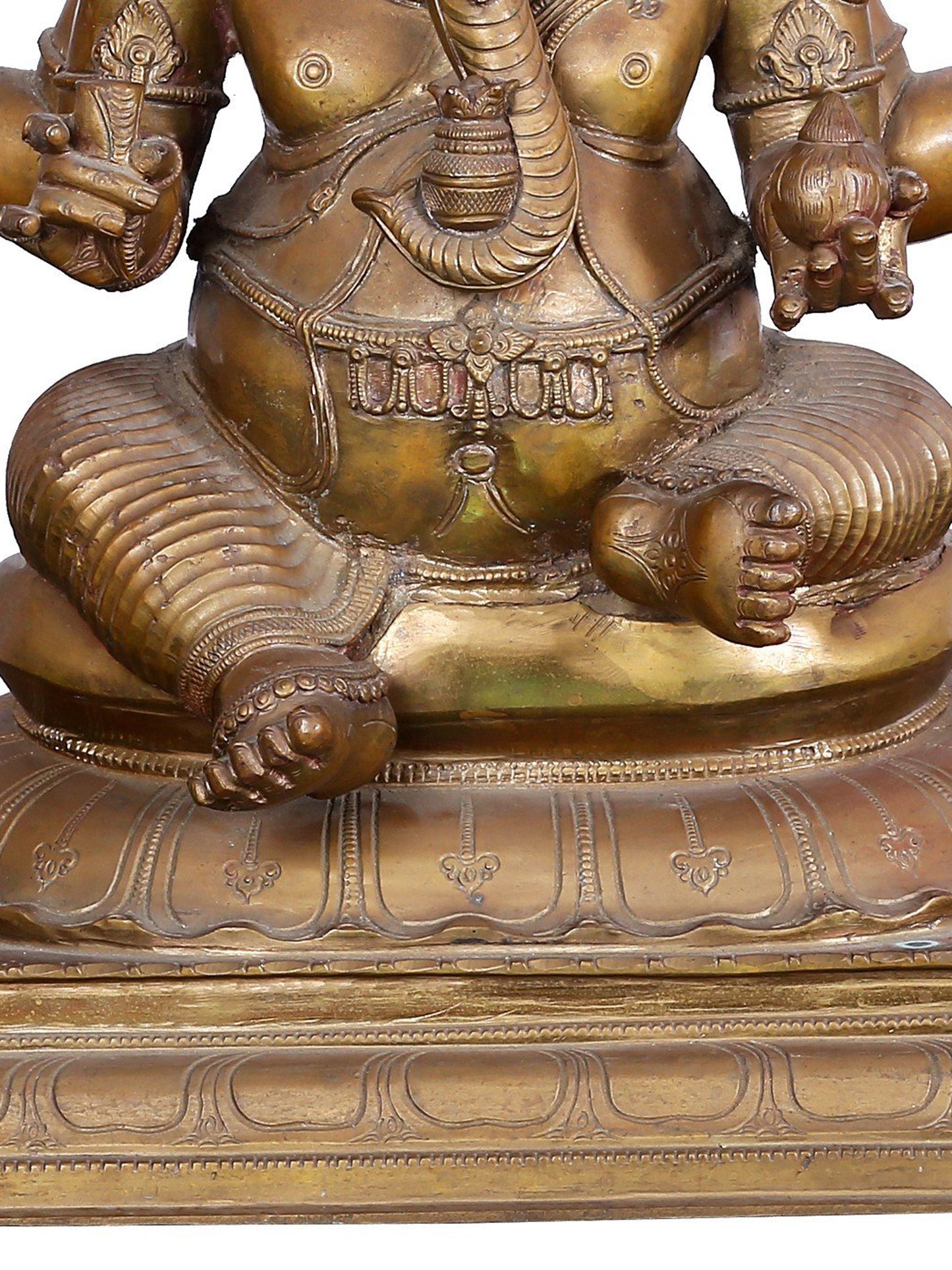 22'' Lord Ganesha Seated On Throne | Panchaloha Bronze Statue From Swamimalai | Statue For Temple