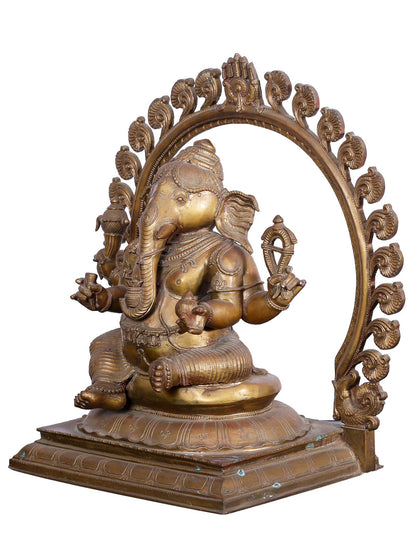 22'' Lord Ganesha Seated On Throne | Panchaloha Bronze Statue From Swamimalai | Statue For Temple