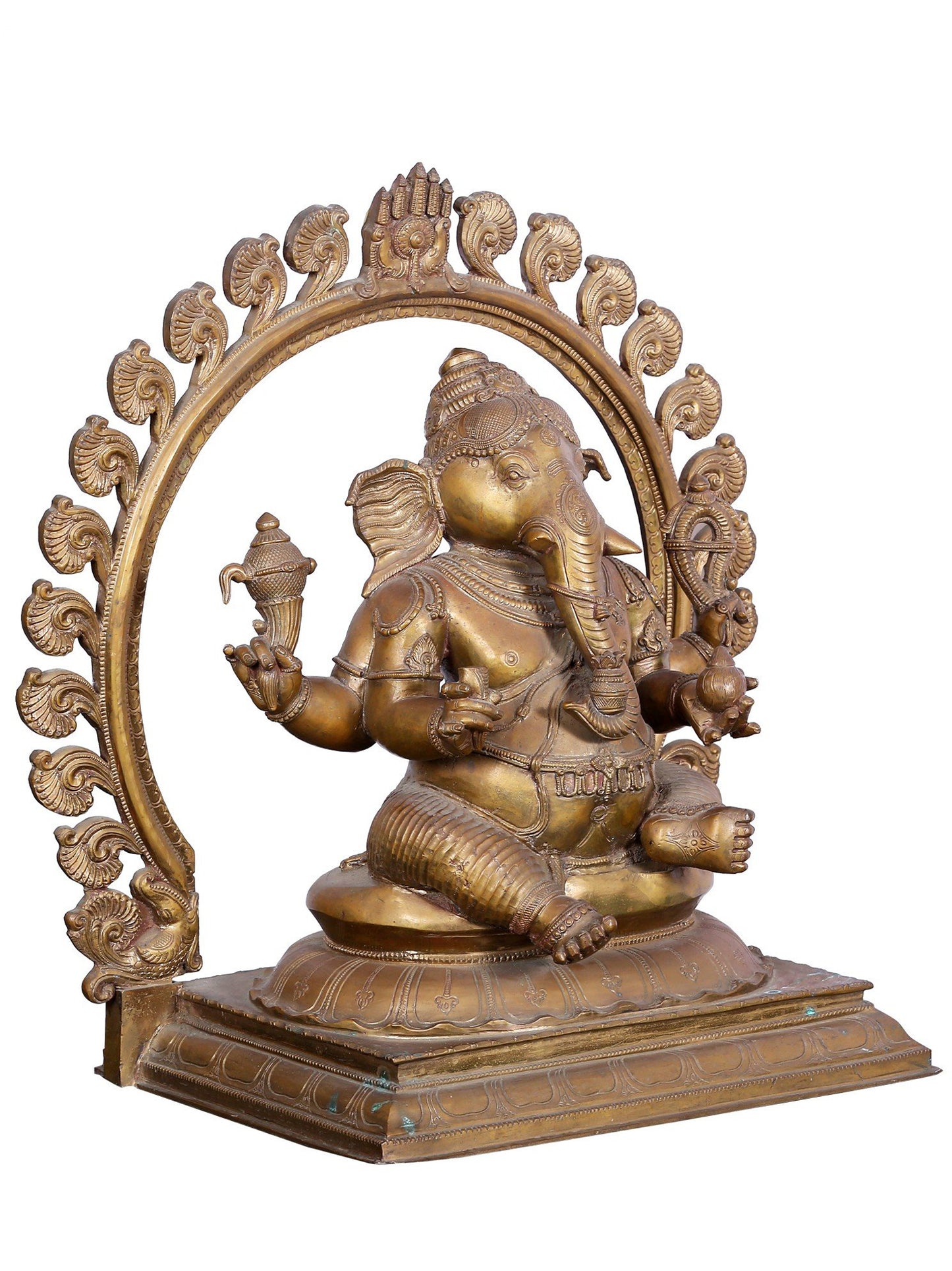 22'' Lord Ganesha Seated On Throne | Panchaloha Bronze Statue From Swamimalai | Statue For Temple