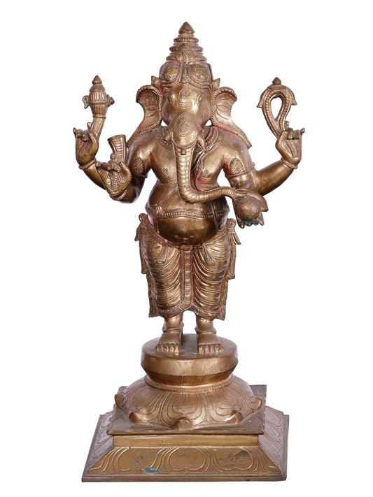 19'' Standing Lord Ganesha | Panchaloha Bronze Statue From Swamimalai | Ganesha Statue For Temple