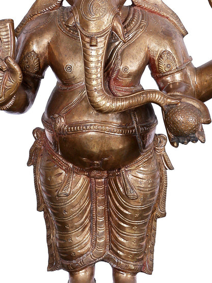 19'' Standing Lord Ganesha | Panchaloha Bronze Statue From Swamimalai | Ganesha Statue For Temple