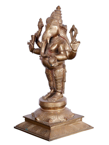 19'' Standing Lord Ganesha | Panchaloha Bronze Statue From Swamimalai | Ganesha Statue For Temple