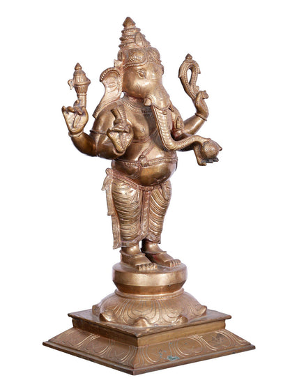 19'' Standing Lord Ganesha | Panchaloha Bronze Statue From Swamimalai | Ganesha Statue For Temple