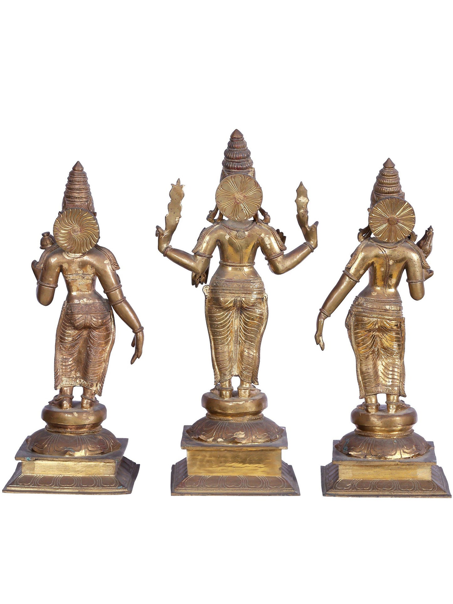 22" Trio Of Lord Murugan (Karttikeya) Bronze Statue With Devasena And Valli | Bronze Statue For Temple.