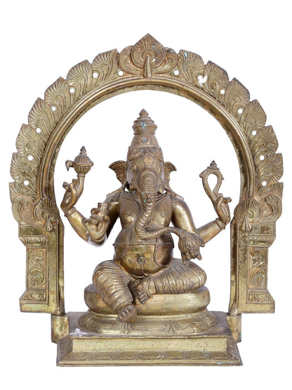 18" Haridra Ganapati Bronze Sculpture | Panchaloha Bronze Statute From Swamimalai