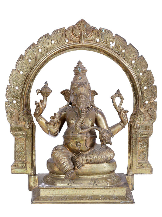 18" Haridra Ganapati Bronze Sculpture | Panchaloha Bronze Statute From Swamimalai