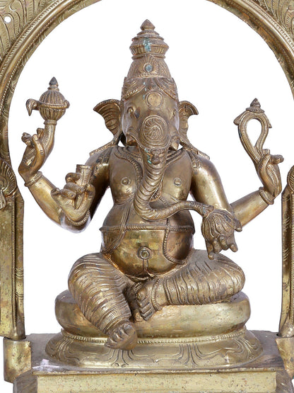 18" Haridra Ganapati Bronze Sculpture | Panchaloha Bronze Statute From Swamimalai