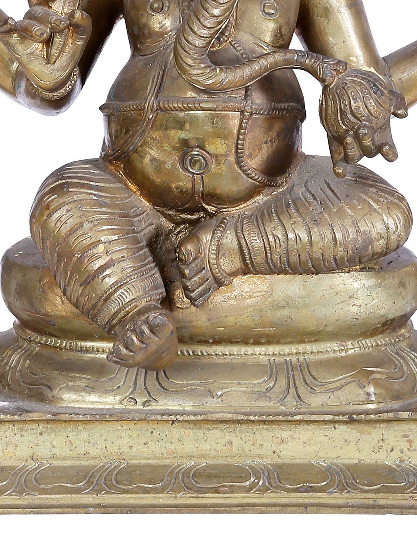 18" Haridra Ganapati Bronze Sculpture | Panchaloha Bronze Statute From Swamimalai