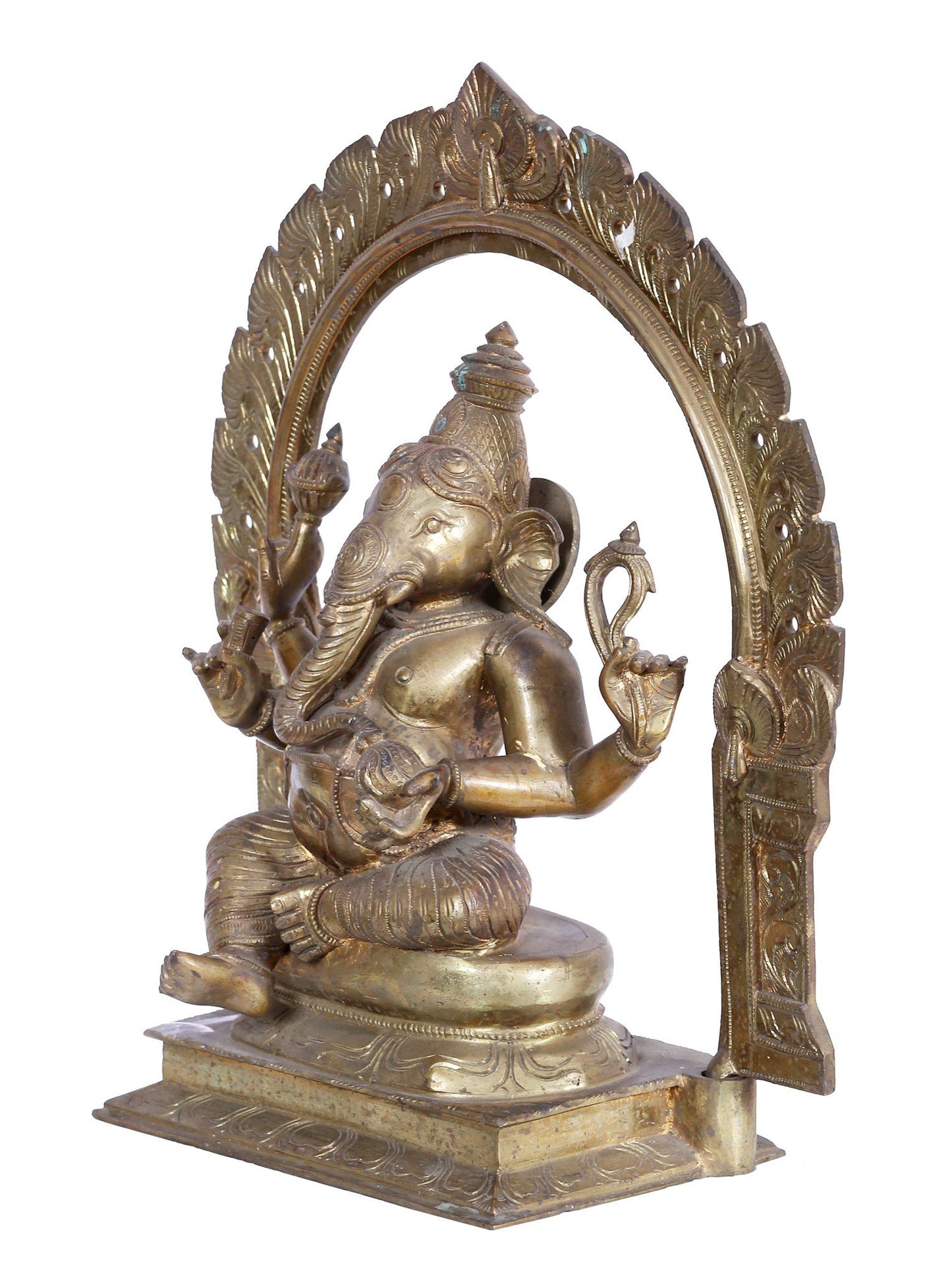 18" Haridra Ganapati Bronze Sculpture | Panchaloha Bronze Statute From Swamimalai