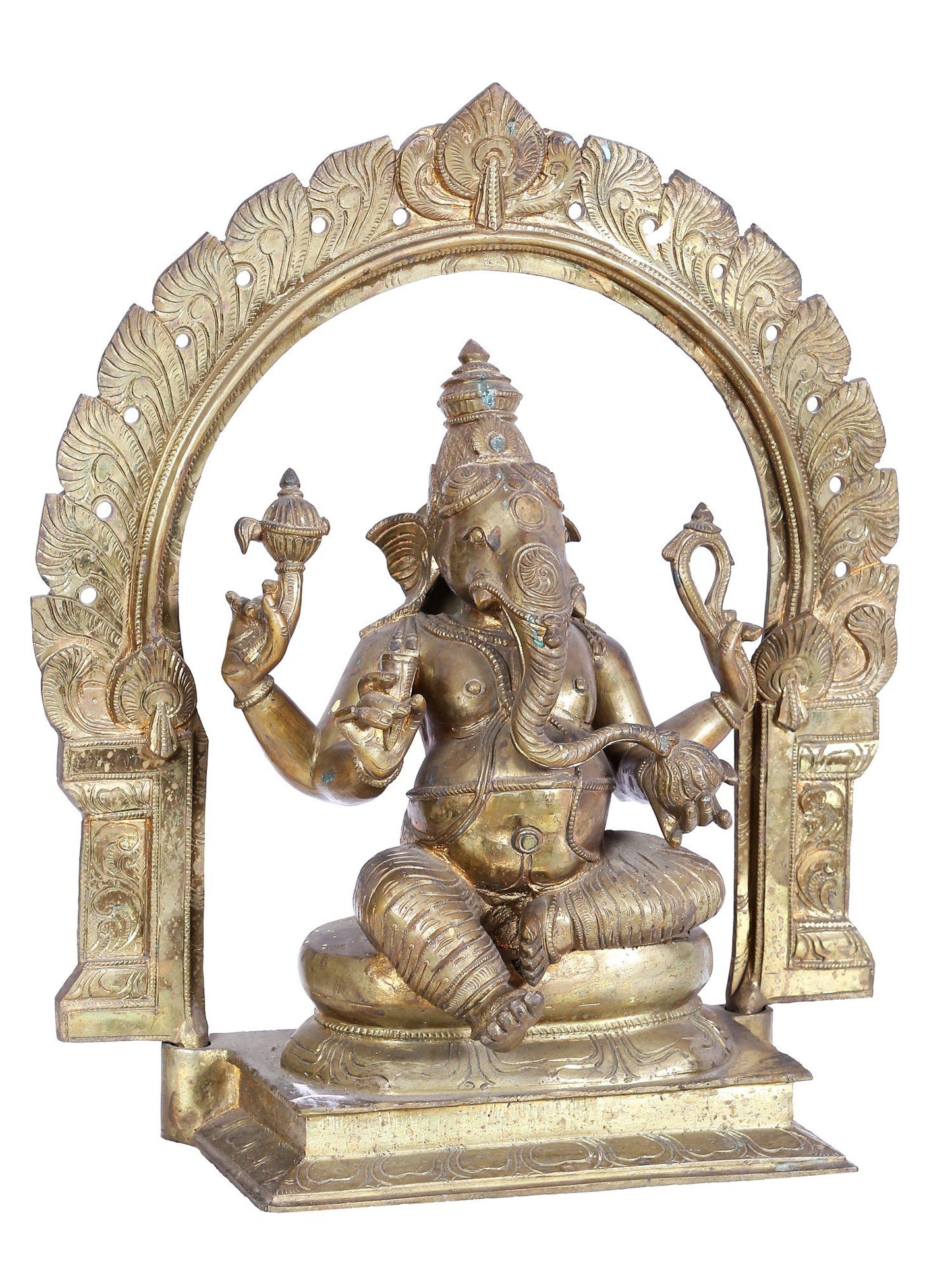 18" Haridra Ganapati Bronze Sculpture | Panchaloha Bronze Statute From Swamimalai