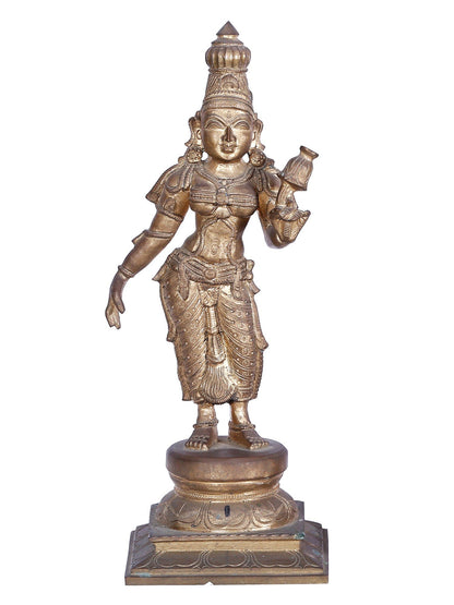 19" Lord Subramanya Sith His Consorts Devasena And Valli | Madhuchista Vidhana (Lost-Wax) | Panchaloha Bronze Statue From Swamimalai