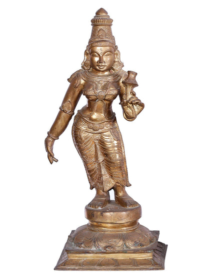 25'' Lord Perumal (Vishnu) With Sridevi And Bhudevi | Panchaloha Bronze Statue From Swamimalai