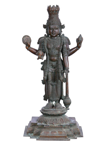 33" Lord Guruvayurappan (Vishnu) | Madhuchista Vidhana (Lost-Wax) | Panchaloha Bronze Statue From Swamimalai