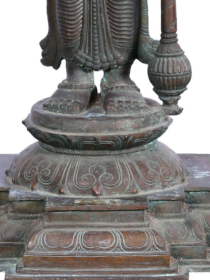 33" Lord Guruvayurappan (Vishnu) | Madhuchista Vidhana (Lost-Wax) | Panchaloha Bronze Statue From Swamimalai