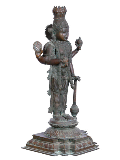 33" Lord Guruvayurappan (Vishnu) | Madhuchista Vidhana (Lost-Wax) | Panchaloha Bronze Statue From Swamimalai