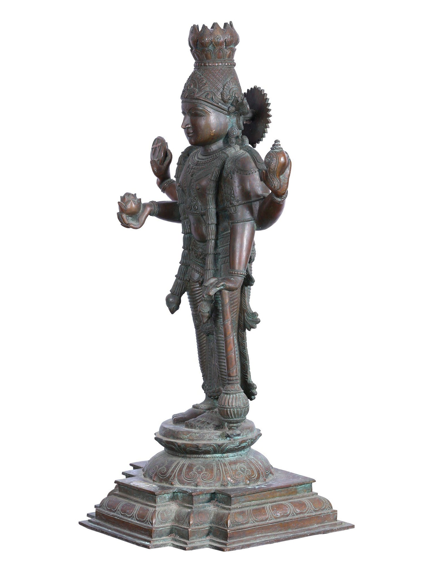 33" Lord Guruvayurappan (Vishnu) | Madhuchista Vidhana (Lost-Wax) | Panchaloha Bronze Statue From Swamimalai