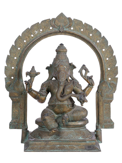 18" Sitting Lord Ganesha Bronze Statue | Panchaloha Bronze Idol From Swamimalai | Statue For Temple