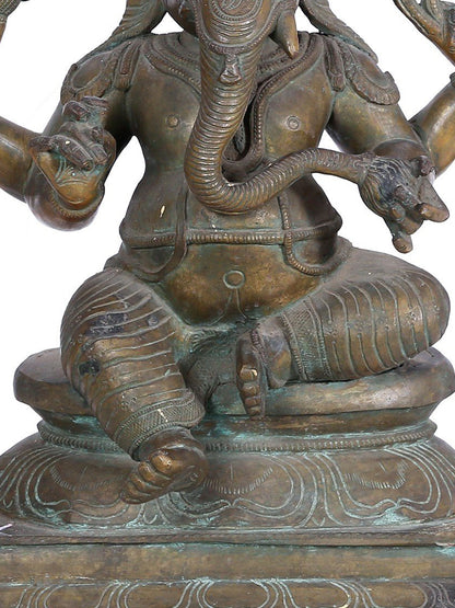 18" Sitting Lord Ganesha Bronze Statue | Panchaloha Bronze Idol From Swamimalai | Statue For Temple