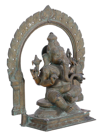 18" Sitting Lord Ganesha Bronze Statue | Panchaloha Bronze Idol From Swamimalai | Statue For Temple