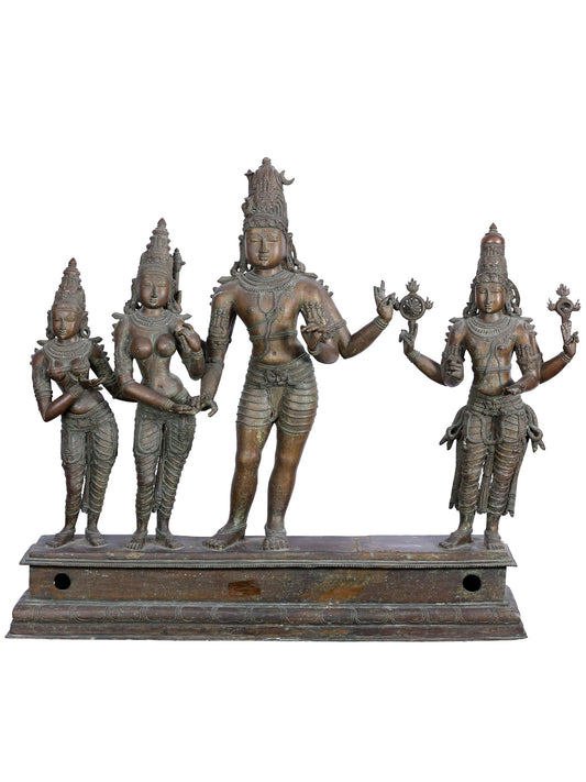 32" Kalyana Sundaram (Lord Shiva And Parvati) | Panchaloha Bronze Statue From Swamimalai