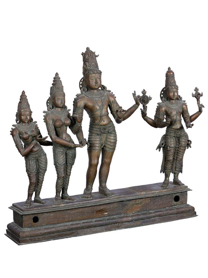 32" Kalyana Sundaram (Lord Shiva And Parvati) | Panchaloha Bronze Statue From Swamimalai