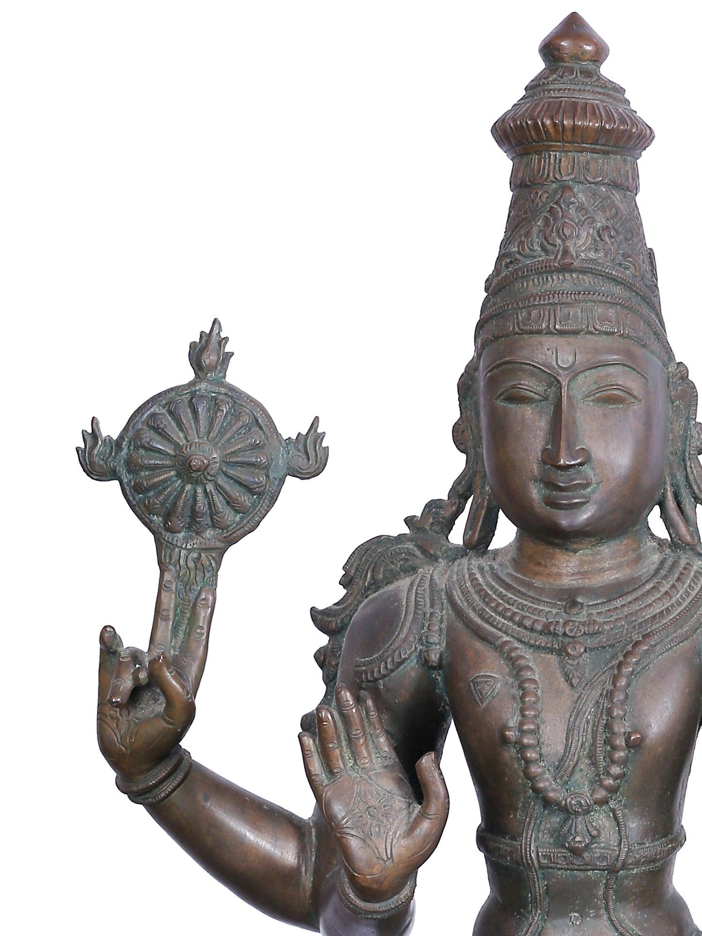 36'' Large Standing Lord Perumal (Vishnu) | Panchaloha Bronze Statue From Swamimalai