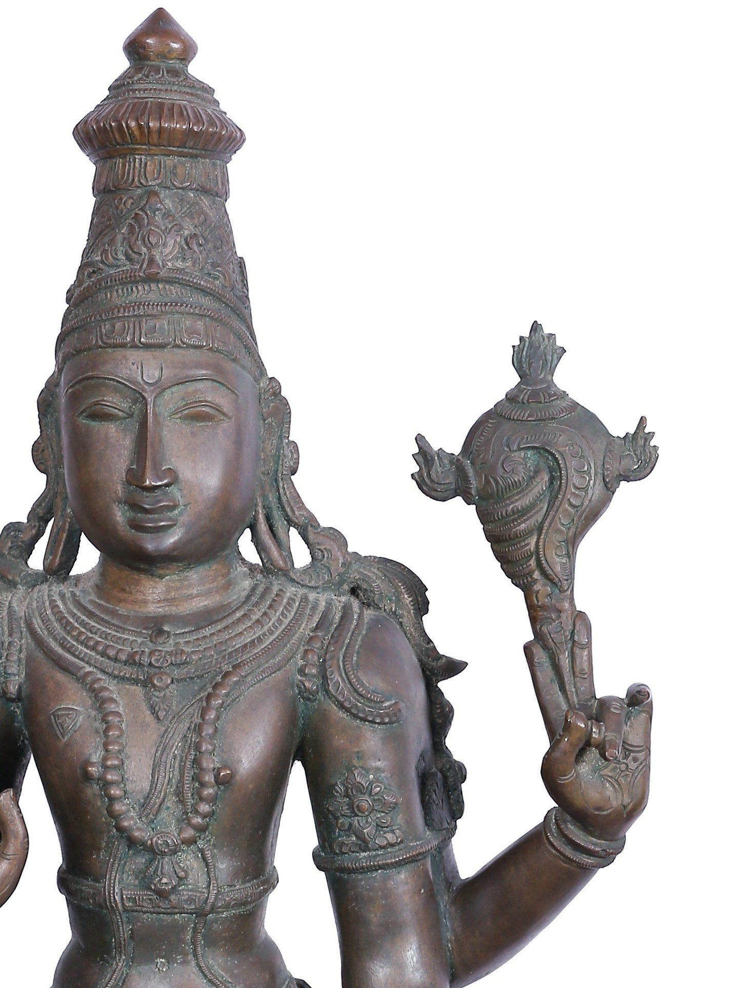 36'' Large Standing Lord Perumal (Vishnu) | Panchaloha Bronze Statue From Swamimalai