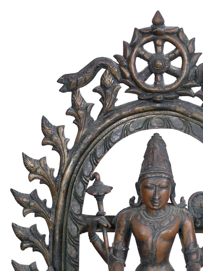 27'' Trio Of Lord Perumal With Bhudevi And Sridevi | Panchaloha Bronze Statue From Swamimalai