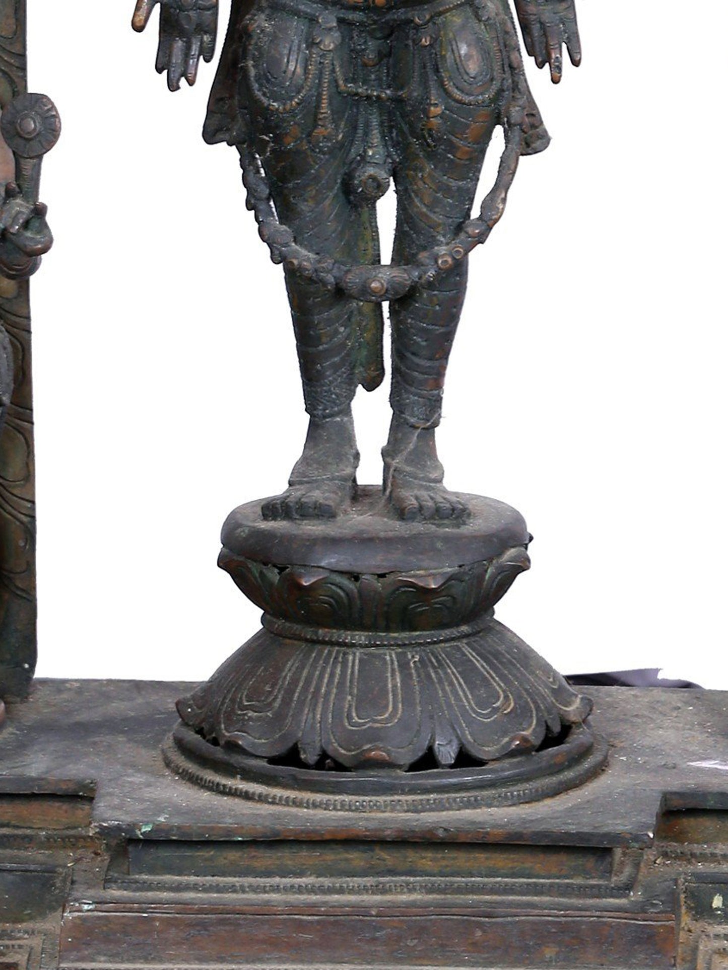 27'' Trio Of Lord Perumal With Bhudevi And Sridevi | Panchaloha Bronze Statue From Swamimalai