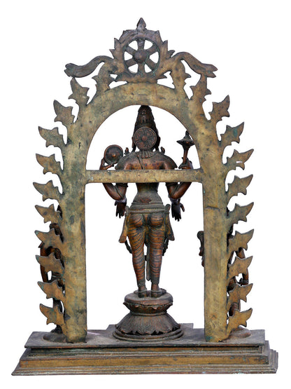 27'' Trio Of Lord Perumal With Bhudevi And Sridevi | Panchaloha Bronze Statue From Swamimalai