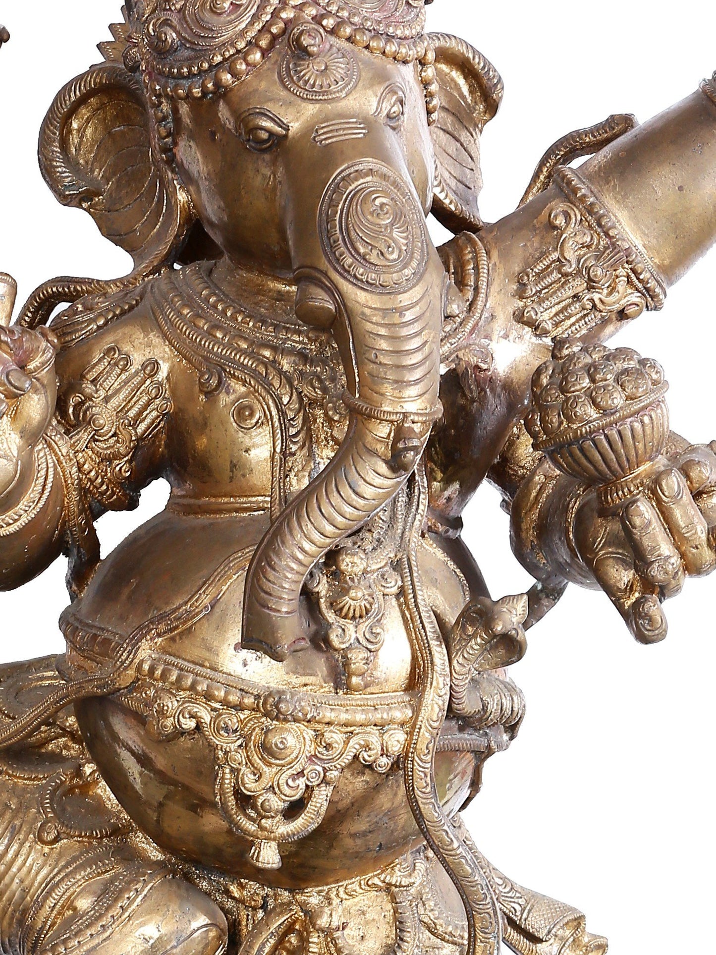 34" Large Chaturbhuja Dancing Lord Ganesha Statue | Panchaloha Bronze Statue From Swamimalai.