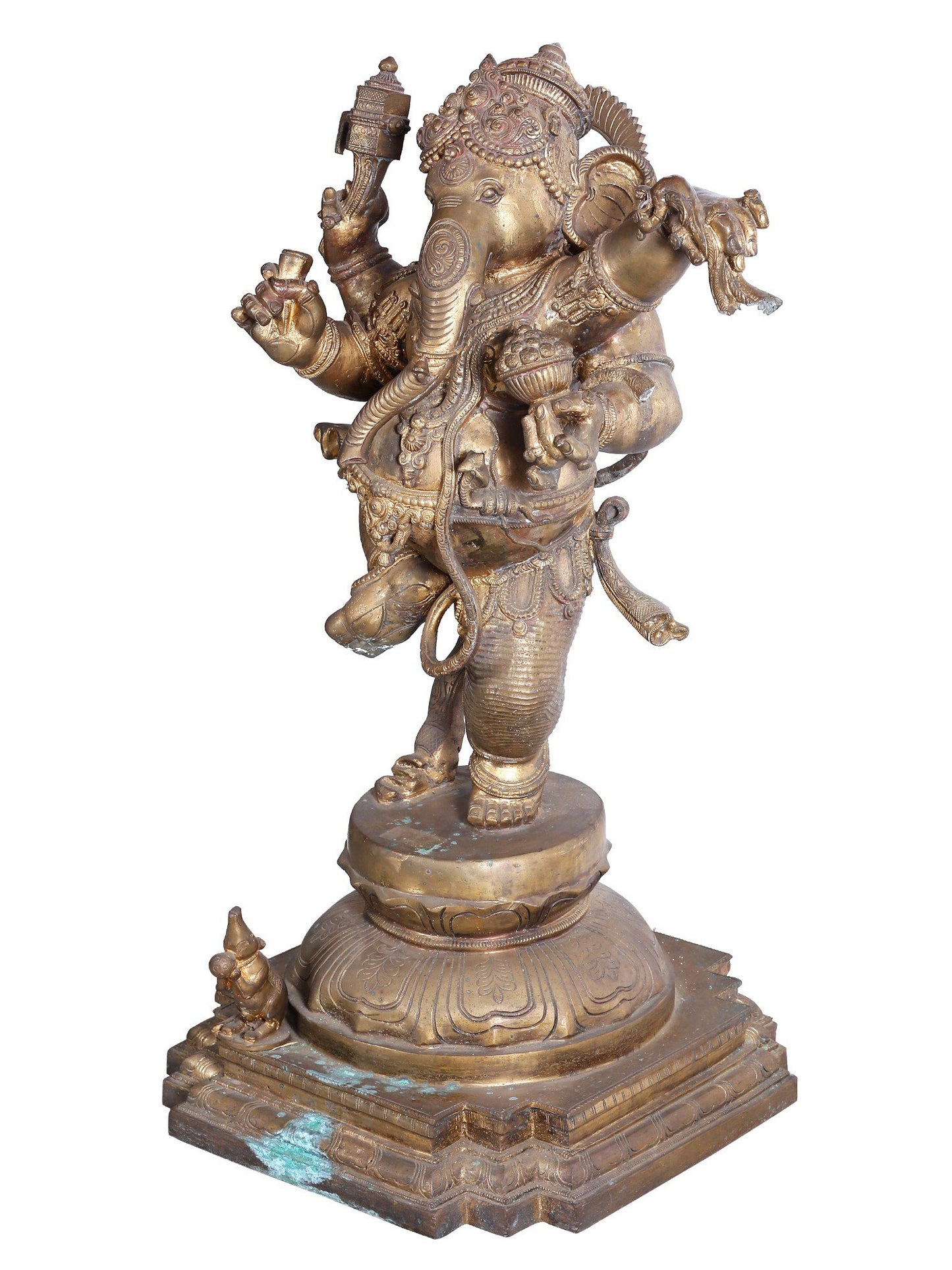 34" Large Chaturbhuja Dancing Lord Ganesha Statue | Panchaloha Bronze Statue From Swamimalai.