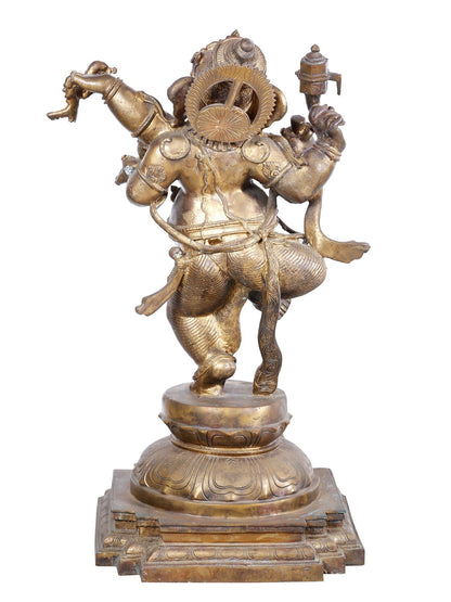 34" Large Chaturbhuja Dancing Lord Ganesha Statue | Panchaloha Bronze Statue From Swamimalai.