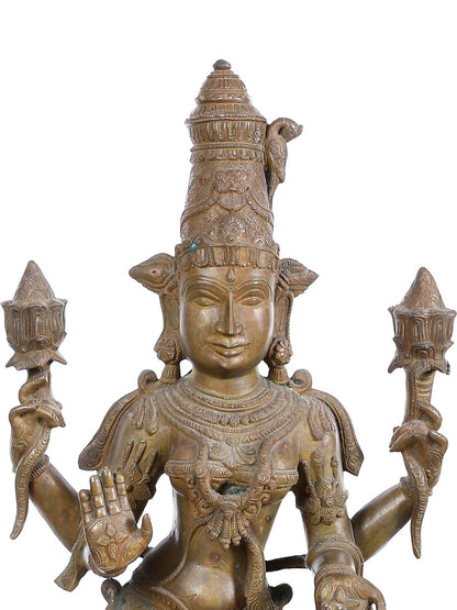 33" Large Standing Gajalakshmi Idol For Temple | Panchaloha Bronze Statue From Swamimalai