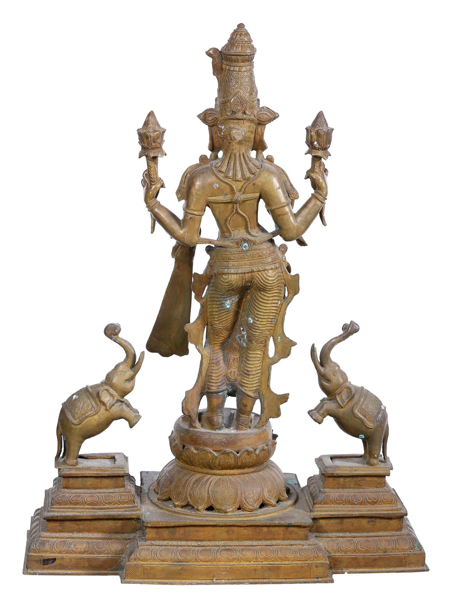 33" Large Standing Gajalakshmi Idol For Temple | Panchaloha Bronze Statue From Swamimalai