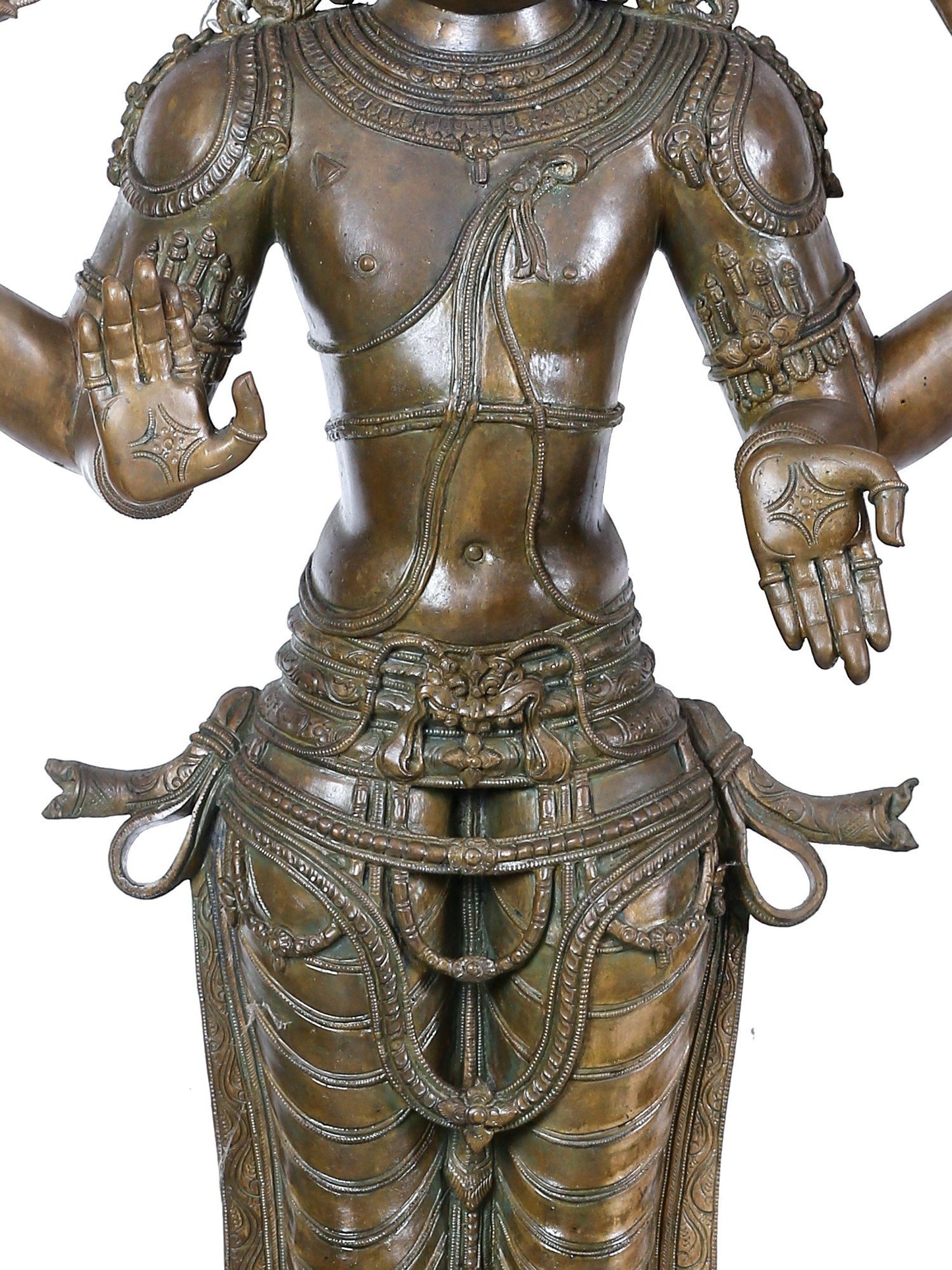 45'' Large Standing Chaturbhuja Lord Vishnu Idol | Panchaloha Bronze Statue From Swamimalai