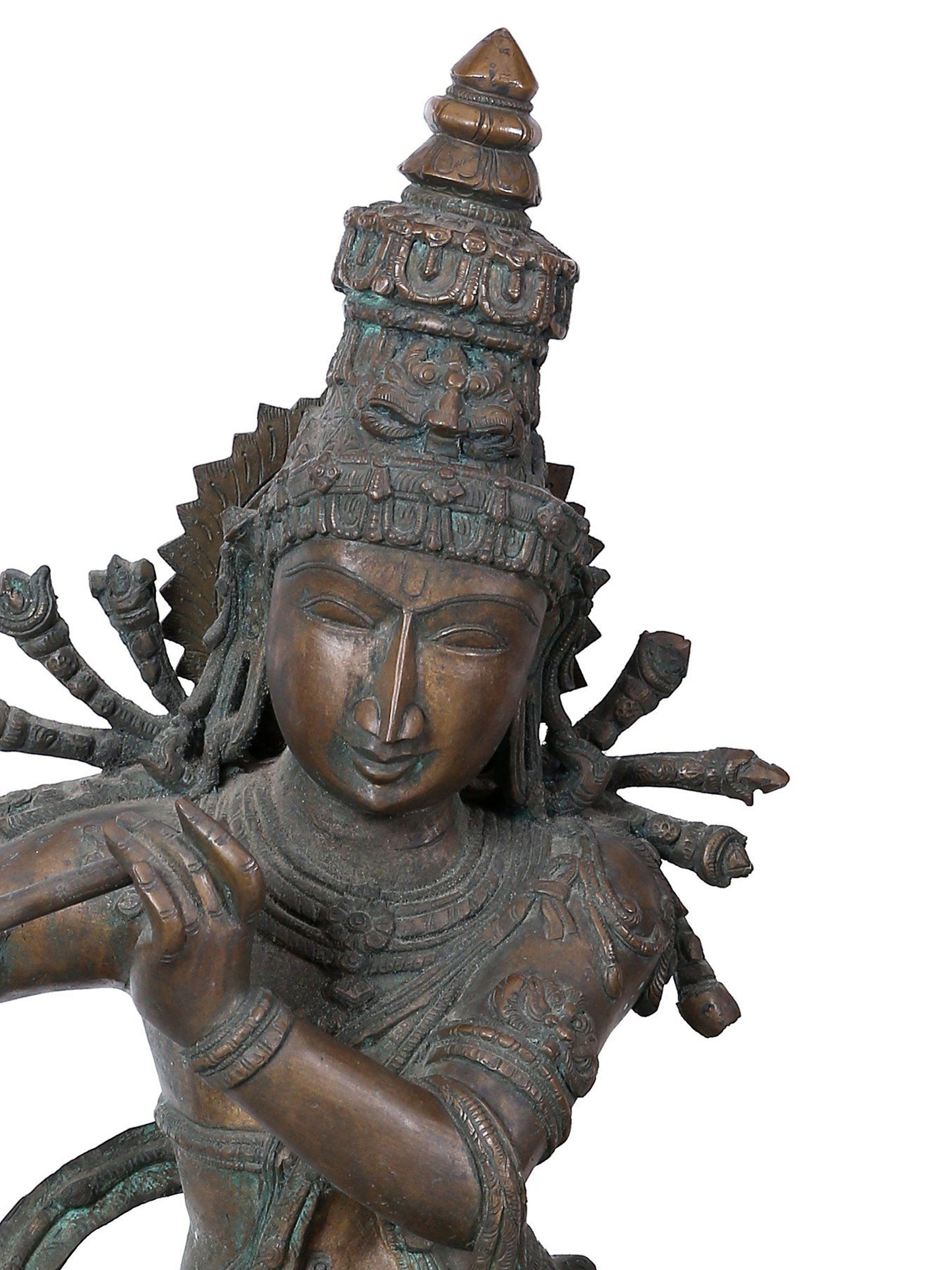 36" Large Lord Krishna Playing Flute | Panchaloha Bronze Statue From Swamimalai | Statue For Temple