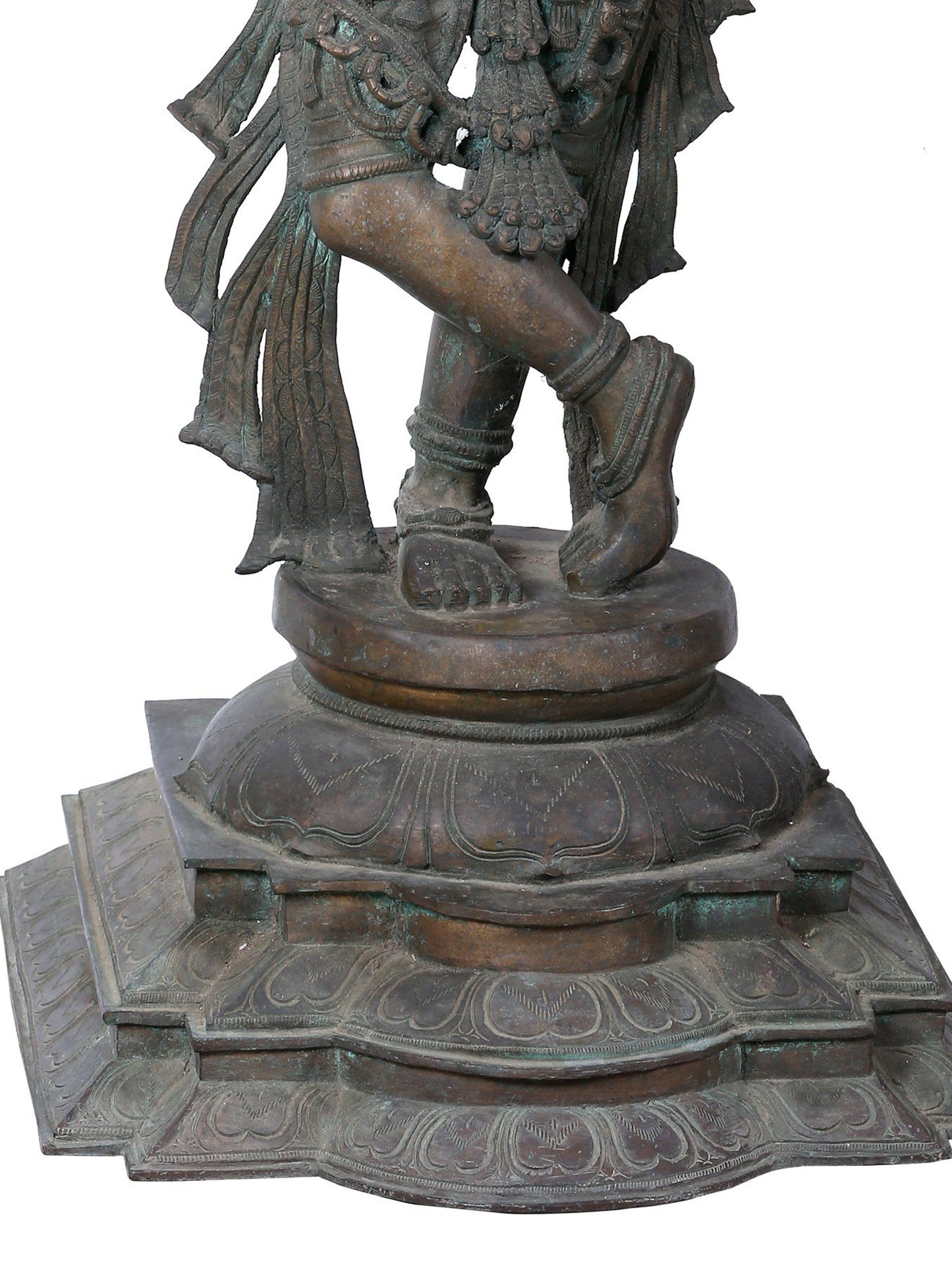 36" Large Lord Krishna Playing Flute | Panchaloha Bronze Statue From Swamimalai | Statue For Temple