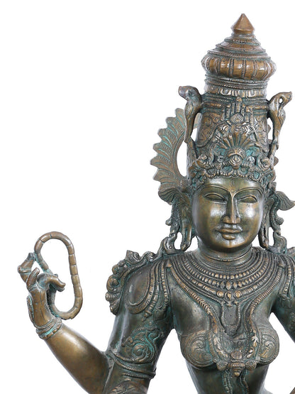 28'' Sitting Goddess Saraswati With Sitaar | Panchaloha Bronze Statue From Swamimalai