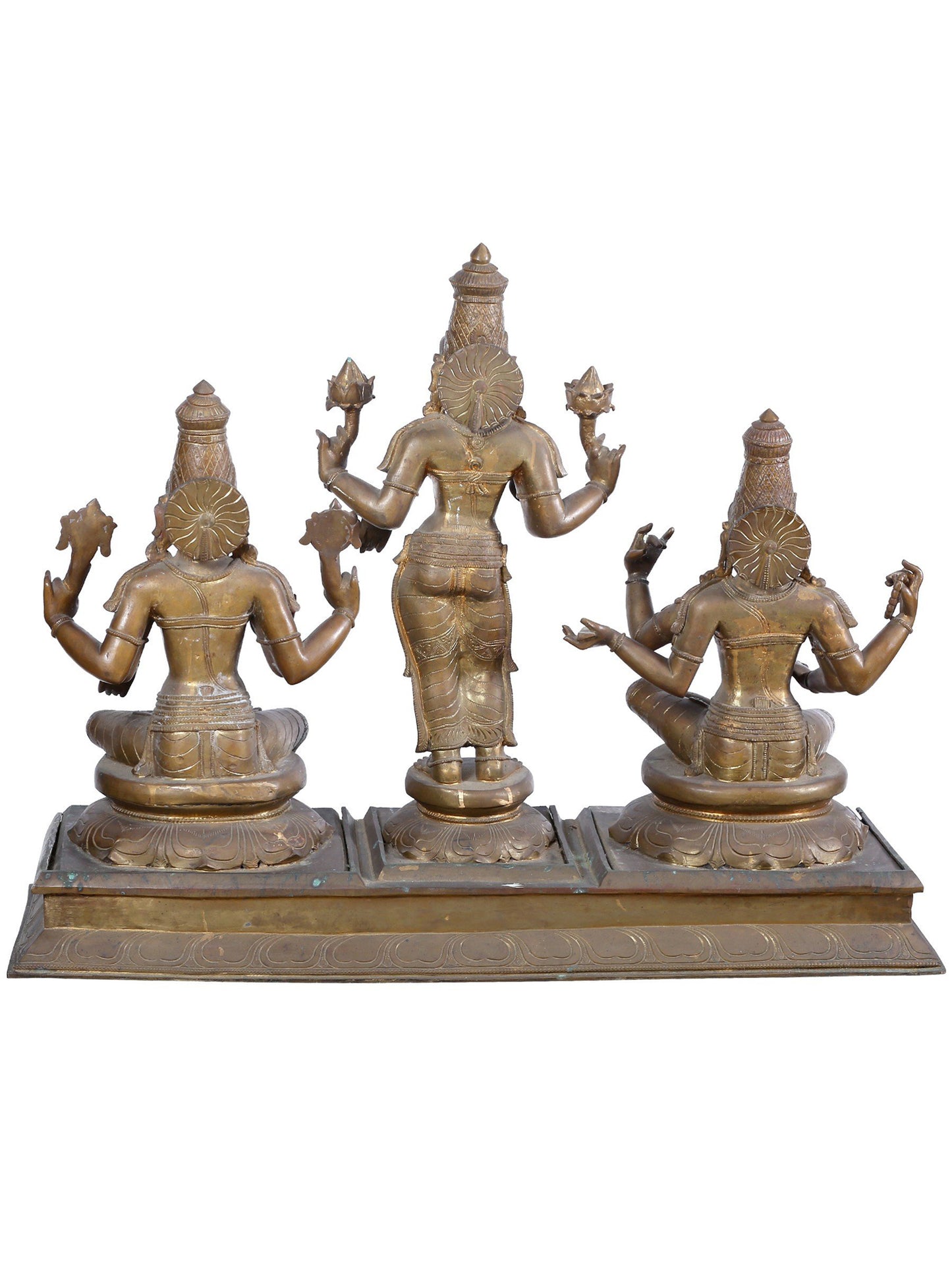 29'' Trio Of Goddess Lakshmi, Durga And Saraswati | Panchaloha Bronze Statue From Swamimalai