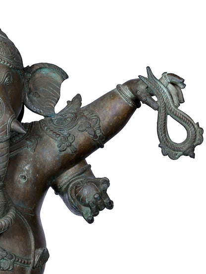 36" Large Dancing Ganesha In Panchaloha Bronze | Idol From Swamimalai | Bronze Statue.