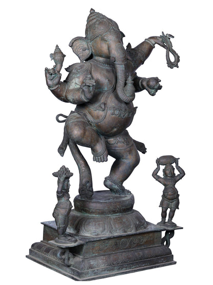 36" Large Dancing Ganesha In Panchaloha Bronze | Idol From Swamimalai | Bronze Statue.