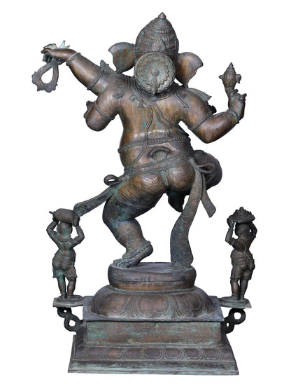 36" Large Dancing Ganesha In Panchaloha Bronze | Idol From Swamimalai | Bronze Statue.